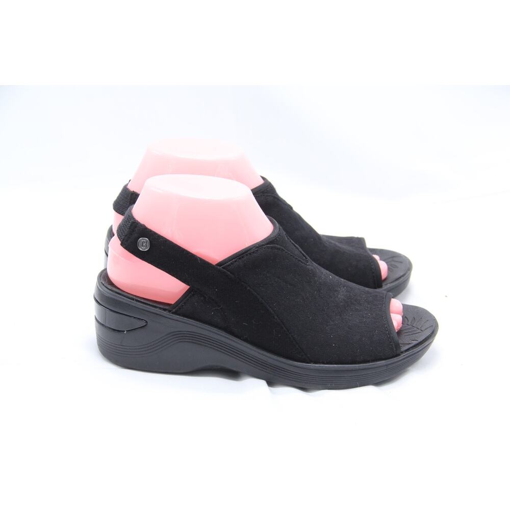 Bzees Black Peep-Toe Slingback Comfort Sandals